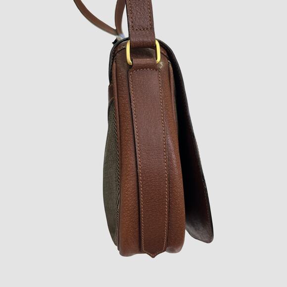 Mark Cross Vintage Herringbone Canvas & Leather Crossbody Shoulder Bag Italy - Picture 8 of 11